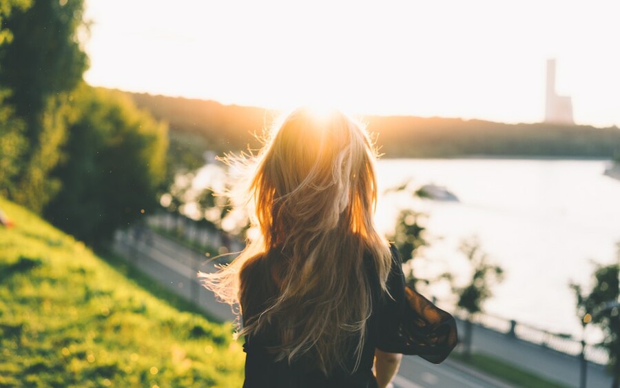 woman at sunset