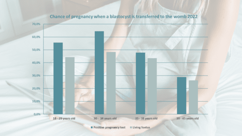 Chance of pregnancy when a blastocyst is transferred to the womb 2022